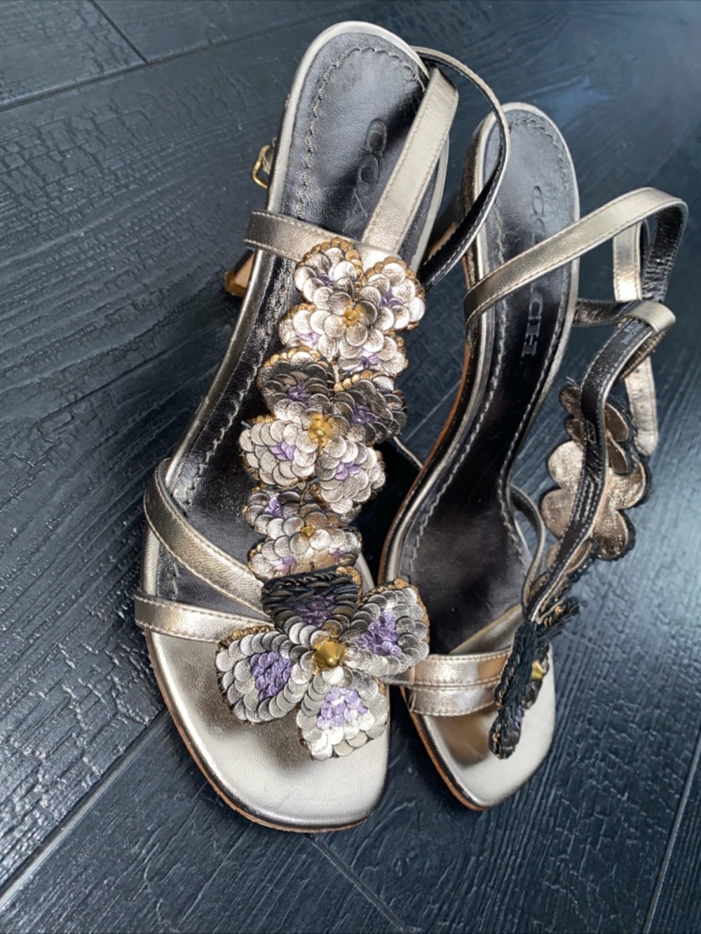 Coach Bianca Womens Sandals Heels Ankle Straps Embellished Leather 7.5 - Picture 16 of 16